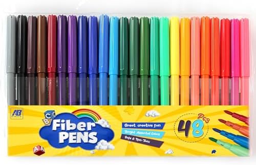 24-Pack Fine Tip Felt Pens Set - Drawing & Coloring Markers For Adults, Art, School (Tallon)