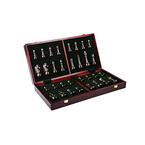 Preisvergleich Produktbild Qiyuezhuangshi International Chess, Exquisites, verschleißfestes Retro-Windfach-Metallschachspiel, Boutique Large Zinc Alloy Chess (schwarz + beige, 50 * 50 * 10 cm) (Size : 50 * 50 * 10cm)