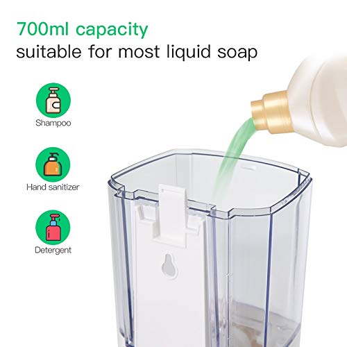 Ręczny dozownik mydła, montowany na ścianie, 700 ml, z przezroczystą butelką i zamkiem zabezpieczającym, chromowany