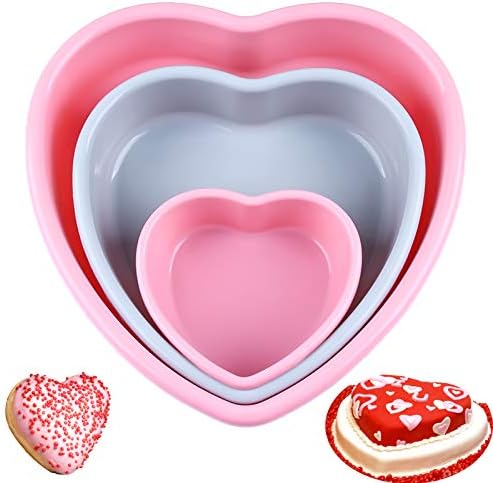 Rhoxshy Heart Shaped Cake Pans 3pcs, Silicone Molds Heart Baking Pans, 5" 8" 10" Heart Cake Mold Non-Stick Cake Pan Set for Cheese Cake and Brownie Cake for Valentine's Day