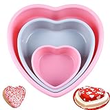 Rhoxshy Heart Shaped Cake Pans 3pcs, Silicone Molds Heart Baking Pans, 5" 8" 10" Heart Cake Mold Non