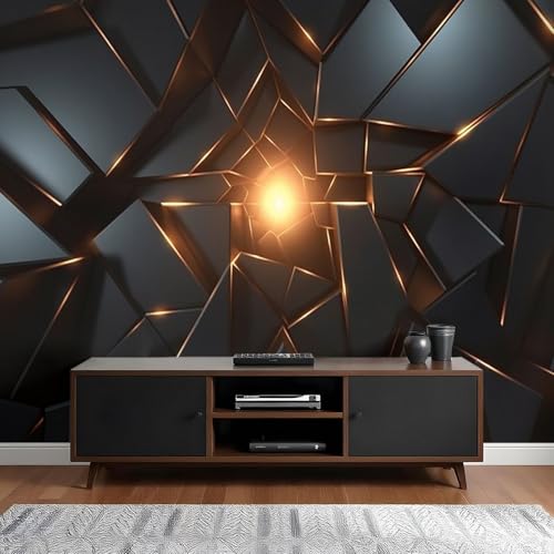 Zenvibe Geometric Mural Wallpaper 3D Peel and Stick Wallpaper Black
