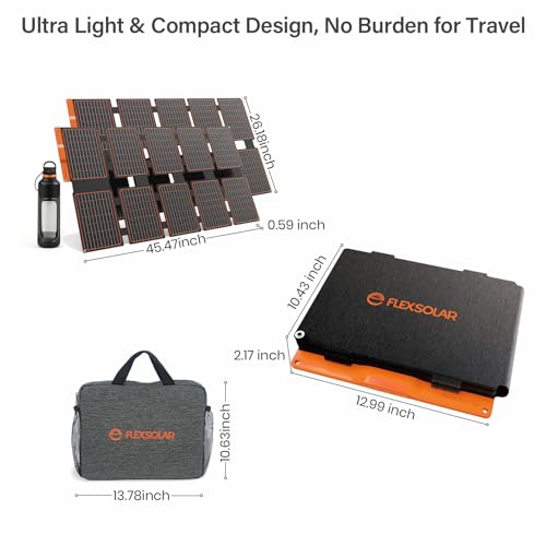 Image of FlexSolar 2 PCS 100W Portable Solar Panels Chargers with PD3.0 USB-C,QC3.0 USB-A and DC Outputs Foldable IP67 Waterproof Power Emergency Camping