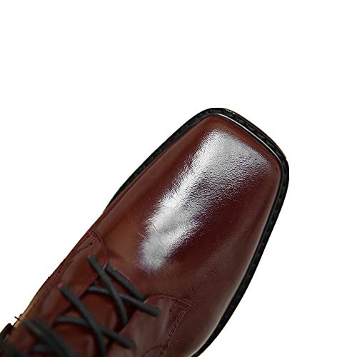 TinaCus Women's Genuine Leather Square Toe Selftie Handmade Side Zip Low Chunky Heel Vintage Boots2