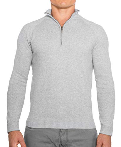 CC Perfect Slim Fit 1/4 Quarter Zip Pullover Men | Durable Wash Friendly Mens Sweater | Soft Fitted Sweaters for Men Heather Gray