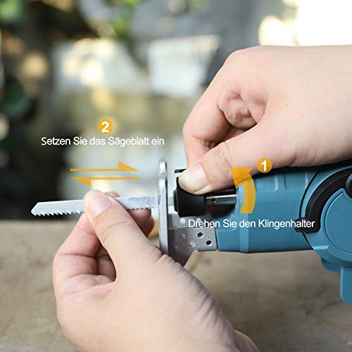 WESCO 18V 2.0Ah 2 in 1 Akku Säbelsäge und Akku Stichsäge, 2500 U/min,16mm Sägeblatthub, 10 Sägeblätter für Holz, Metall… – Bild 7