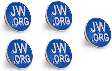 Jehovah Witness - 3/4" Round Blue Lapel Pin - JW.org Neck Tie Hat Tack Clip Women or Men Suits (5 Pcs in Package) (Silver-Plated)