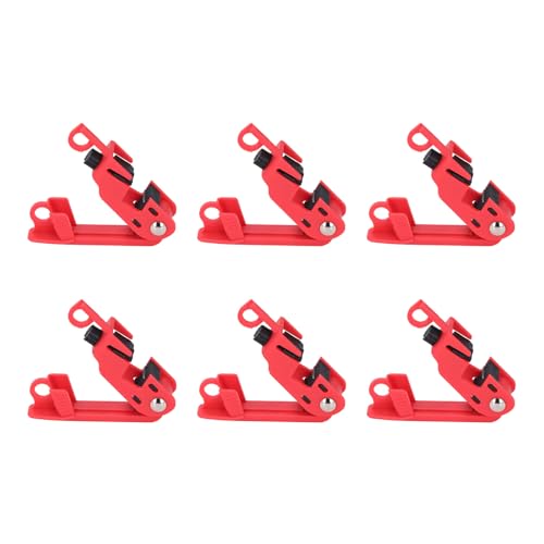 Circuit Breaker Lockout Device, 6pcs Red Electrical Box Circuit Breaker Lockout, Clamp on Single Pole Breaker Lock Out Device for Electrician Maintenance 12mm