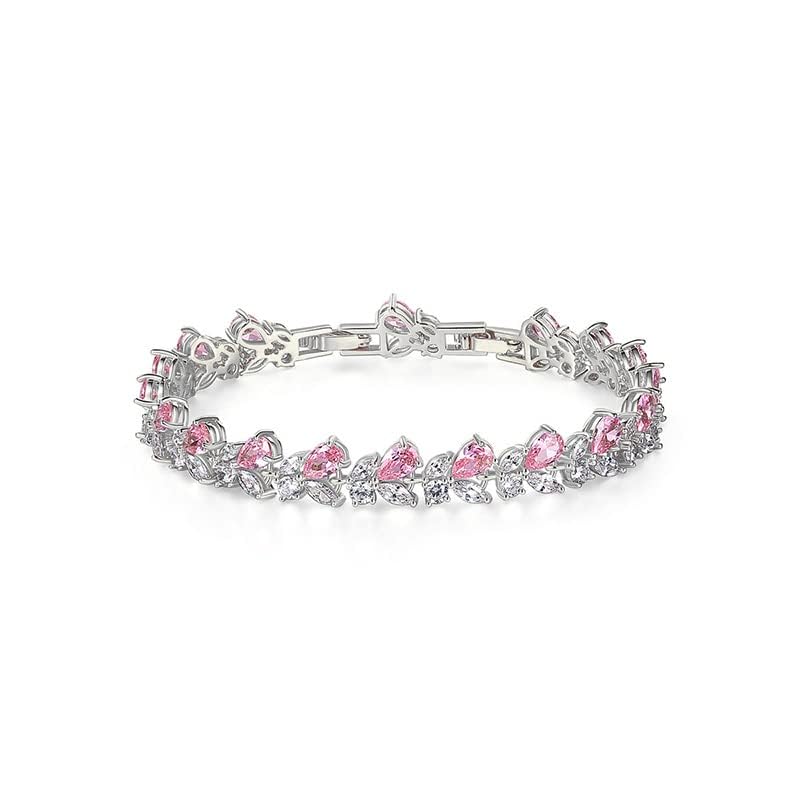 14K Gold Bohemian Crystal Bracelet for Women,Luxury Branch Shape Natural Pink Crystal Charm Bracelet,Fashion Bracelet Jewelry Gift for Her2