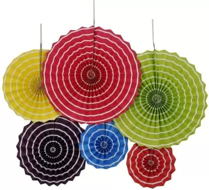 Selibration Hanging Paper Fans Decoration Set of 6pcs (Multicolor) for Birthday, Anniversary, Baby Shower, Garden, Wedding, Christmas, Diwali Festival Decoration, Party and Event Supplies (B0BJLFC1Y8) Amazon Price History, Amazon Price Tracker
