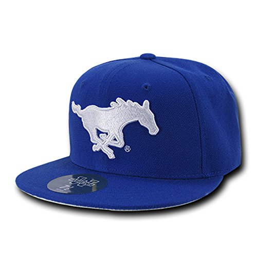 University of Southern Methodist SMU Mustangs NCAA Fitted Flat Bill Baseball Cap Hat (7) Royal Blue