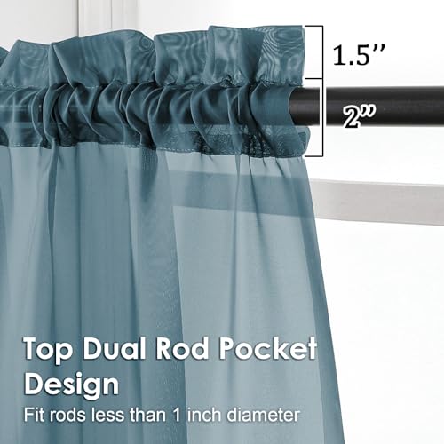 Image of OVZME 2 Pieces Dusty Blue Sheer Curtains 84 inches Long-Lightweight Soft Window Treatment Panels for Master Room /Living Room, 2 Panels=84 inch W, Each W42 x L84