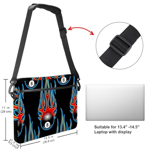 Maletín para portátil de 13 a 14.5 pulgadas Flames Billiards con diseño de 8 bolas 6