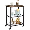 YMYNY Chariot de Service à 3 Niveaux, Chariot Commode Roulant Rustique, Etagère de Cuisine Rangement, Style Vintage Industriel, pour Cuisine et Salon HD-HTMJ011H