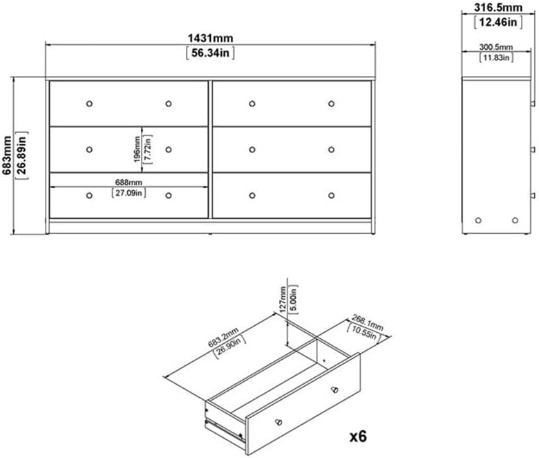 Pemberly Row 3 Piece Dresser and Nightstand Bedroom Set in Jackson Hickory