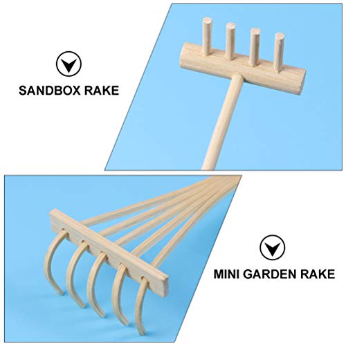 ARTIBETTER 6Pcs Mini Ancinho De Bambu Conjunto de Mini Ferramenta de Jardim Ancinho de Jardim Zen Me