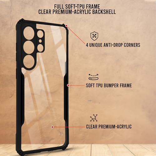Image of Jkobi Hybrid Back Cover Case for Samsung Galaxy S26 Ultra (Shockproof with Polycarbonate Clear Panel | Professional Black)