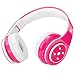 Kids Headphones Bluetooth Wireless 85db Volume Limited Childrens Headset, up to 6-8 Hours Play, Stereo Sound, SD Card Slot, Over-Ear and Build-in Mic Wireless/Wired Headphones for Boys Girls(Pink)