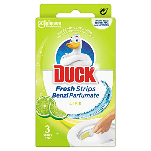 Duck Toilet Fresh Strips, Toilet Bowl Cleaner & Descaler, Lime, 3 Strips
