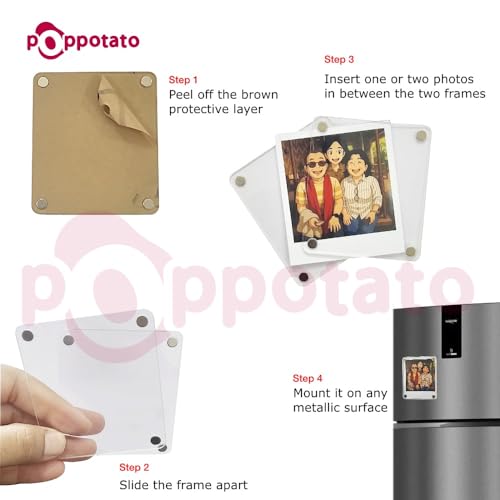 Image of Premium Magnetic Acrylic Photo Frames | Small Frame Fridge Magnet | Instant Camera Prints | 2.5x3.5 Inch | Pack of 2