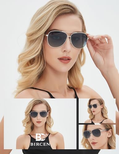 Image of BIRCEN Polarized Aviator Sunglasses Womens: Acetate Glasses UV Protection