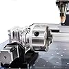 RATTMMOTOR CNC 4th Axis Rotary Axis 70mm Center Height JD80 Motorized Rotary Table Adjustable Angle, 3 Jaw 80mm Chuck Worm Gearbox Reducer Speed Ratio 10:1 for Marking/Engraver Machine