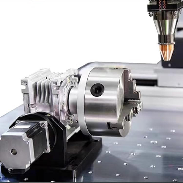 RATTMMOTOR CNC 4th Axis Rotary Axis 70mm Center Height JD80 Motorized Rotary Table Adjustable Angle, 3 Jaw 80mm Chuck Worm Gearbox Reducer Speed Ratio 10:1 for Marking/Engraver Machine