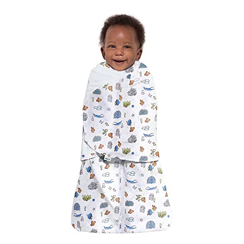 Image of HALO Disney Baby Finding Nemo 100% Cotton Sleepsack Swaddle, 3-Way Adjustable Wearable Blanket, Great Barrier Reef, Small, 3-6 Months