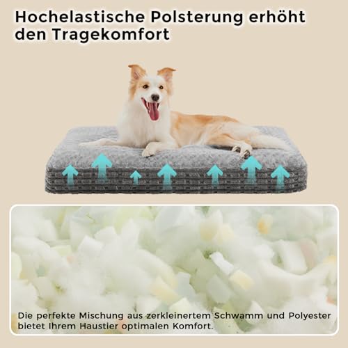 Heymamba Kleine Hundematte - Orthopädische Funktion Waschbar Hundebett, Beruhigende Hundematratze mit Rutschfester Unterseite, Warmes Kissen für Haustiere, Grau, 60x45x12cm