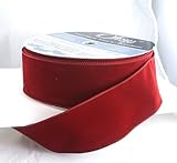 Wired Brick Red Velvet Christmas Ribbon 2 1/2