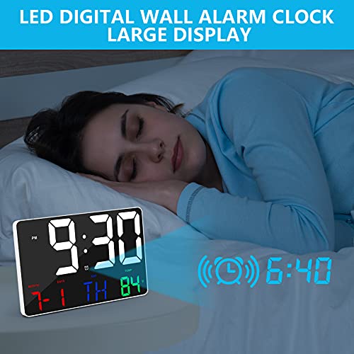 Amgico Digital Wall Clock 11.5" Large Display, Hd Led Clock With Date(12H/24H) Temperature(℉/℃, Snooze, Remote Control, L1-L4 Brightness, Decor Alarm Clock For Bedrooms, Living Rooms, Classrooms #TOP3