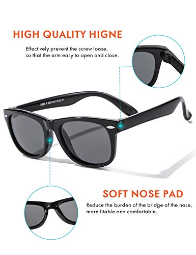 Flexible Kids Sunglasses Polarized Unbreakable Toddler Sun Glasses for Baby Boys and Girls UV400 with Case, Age 2-8