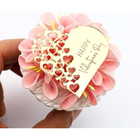 Heart-Shaped Acrylic Cupcake Toppers for Valentine's Day Cover