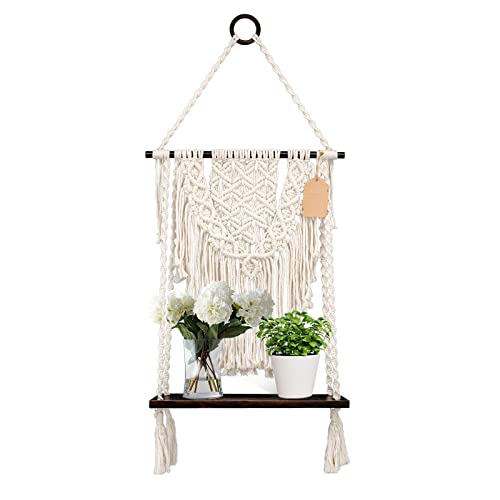 Organizador colgante de macramé, decoración de pared, decoración bohemia, marrón oscuro Cover
