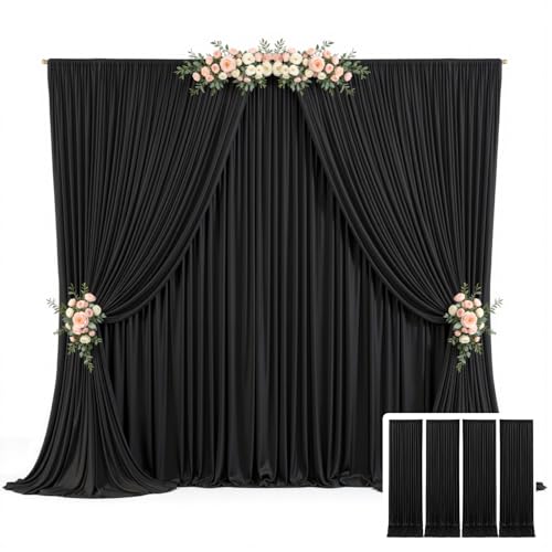 20 ft x 10 ft Black Backdrop Curtain Set