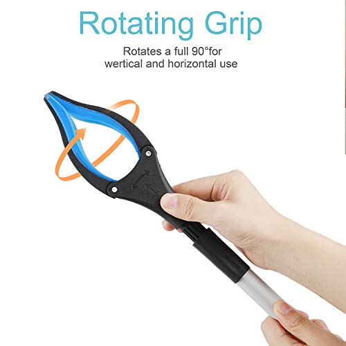 Reacher Grabber Tool, 32" Foldable Grabber Reacher for Elderly, Lightweight Extra Long Handy Trash Claw Grabber, Reaching Assist Tool for Trash Pick Up, Nabber, Litter Picker, Arm Extension (Blue2)