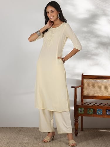 Image of Libas Womens Yoke Design Cotton Straight Kurta for Women Suit