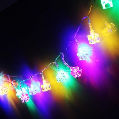 Image of WANNA PARTY Multicolour Cube Decorative Garland for Festival and Home Decoration Crystal Cube Pieces for Bedroom Table Wedding Anniversary Christmas New Year Party