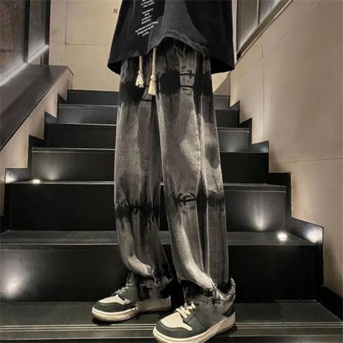 Man Loose Cowboy Pants Baggy Trousers Wide Leg Kpop Casual Jeans4