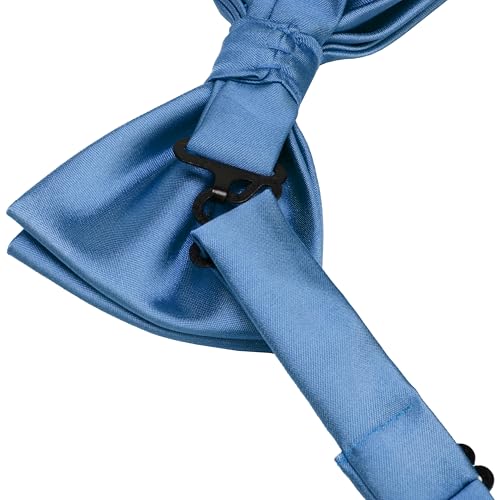 Image of GUSLESON Men's 3-pc Solid Color Bow Tie Gift Set - Double‑Fold Pre-Tied Bow Tie, Pocket Square, Cufflinks - Wedding Formal Party