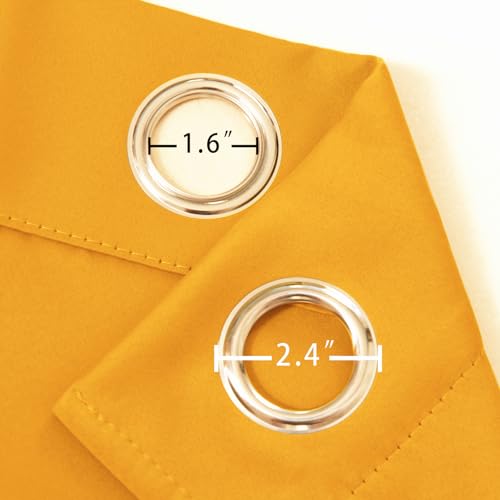 Image of LEMOMO Blackout Curtains 66 x 72 Inch Long Yellow Curtains Set of 2 Panels Room Darkening Curtains for Bedroom and Living Room