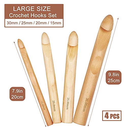 Agujas de ganchillo extra grandes Copay de madera de 15mm a 30mm para proyectos maxi 2