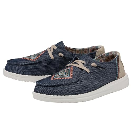 Image of HEYDUDE Women's Wendy Boho Ocean Blue Size 5 | Women's Shoes | Women's Lace Up Loafers | Comfortable & Light-Weight