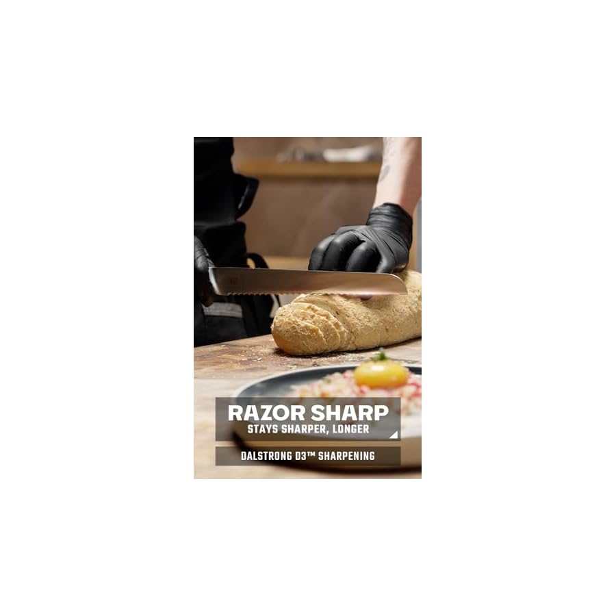 Dalstrong Serrated Bread Knife - 10 inch - Gladiator Series Elite - Forged High-Carbon German Steel - G10 Handle Kitchen Knife - Sheath Included - Razor Sharp Slicer - Slicing Knife - NSF Certified