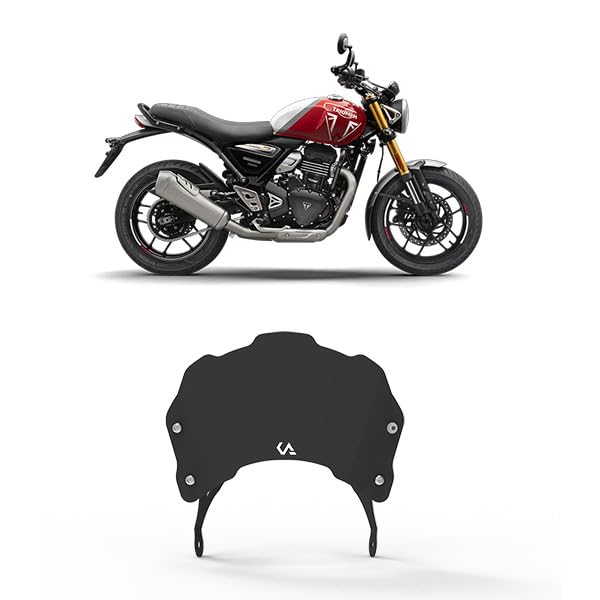 Image of Metal Visor Compatible with Triump Speed 400 | Bike Windscreen | Windshield (Black, Pack of 1) (Updated Design)