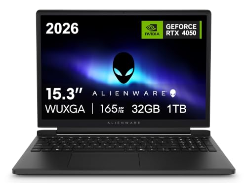 Image of Dell Alienware 15 Gaming Laptop, (15.3 inch FHD+ 165Hz, AMD Ryzen 5 220 (> Intel Ultra 7 155U), 32GB DDR5 RAM, 1TB SSD, NVIDIA RTX 4050 6GB, Cryo-tech Cooling, Backlit, Ethernet, Win 11 Home, 2026 Latest