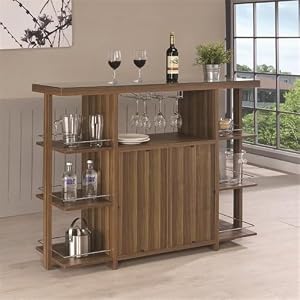 Modern Home Bar with Wine Storage in Walnut Modern Home Bar with Wine Storage in Walnut