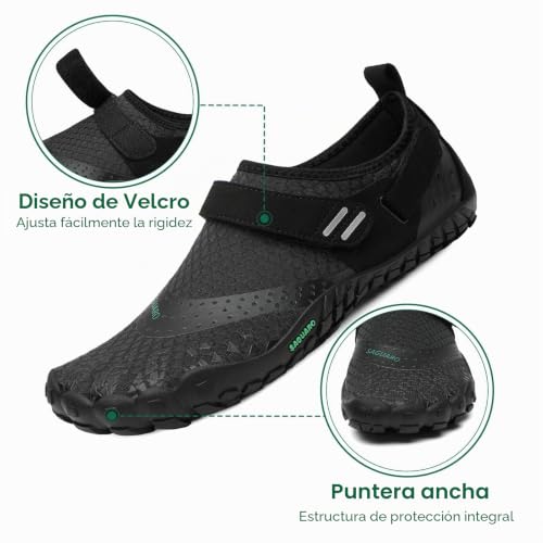 Miniatura 2 de Saguaro Hombre Barefoot Zapatillas Minimalistas Mujer Antideslizante Zapatos Barefoot Para Zero Drop Soles Negro Noche,Gr.44