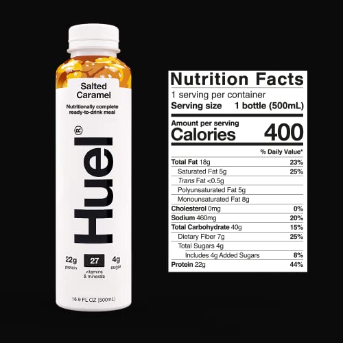 Huel Ready-To-Drink | Salted Caramel Meal Replacement Drink | High Protein Drink | Nutritionally Complete, Low Sugar, High Fiber, Plant Based, Vegan, Healthy | 22G Protein Per Bottle, 16.9 Fl Oz (12 Pack) #TOP1