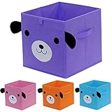 Onlyeasy Foldable Toy Storage Box, Bedroom Bin Organizer Nursery Basket, Cube Storage Box Container for Kids & Toddlers, 30 x 30 x 30 cm, Dog Pattern, 4 Colors, MXDGOB04P